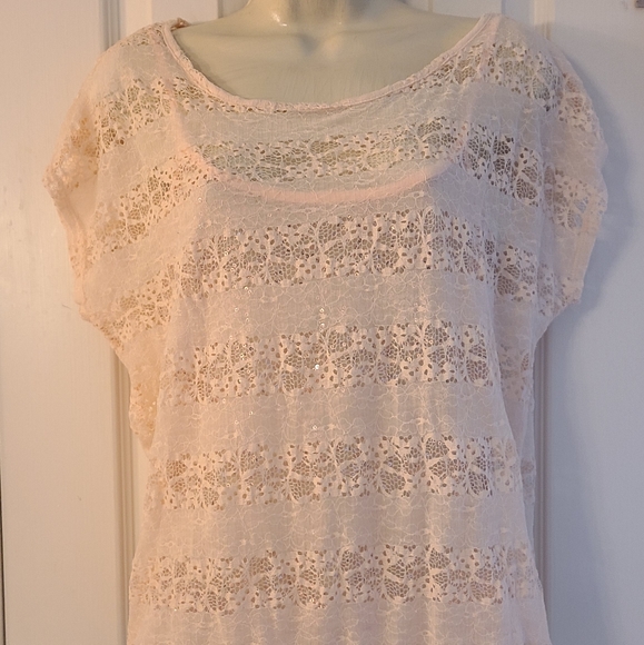 Eyelash Couture Sparkling Lace Top - Picture 3 of 11